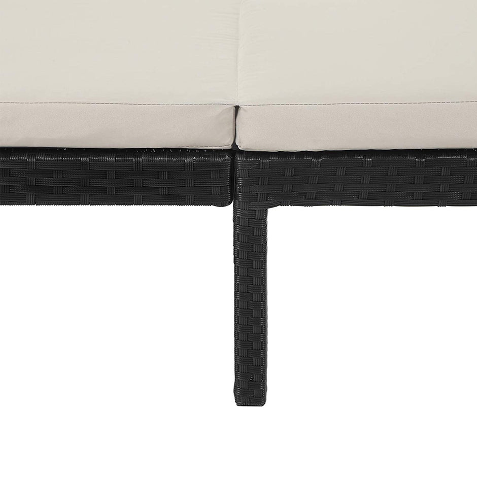 Sunbed – Rattan-Like Surface – Smoky Grey and Black – Reclining Backrest with 5 cm Thick Mattress
