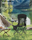 Camping Chairs Set of 2 – Fabric – Ink Black – High Backrest, Adjustable Armrests, Cup Holder