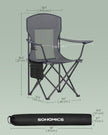 Camping Chairs Set of 2 – Fabric – Slate Grey – High Backrest, Adjustable Armrests, Cup Holder