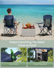 Camping Chairs Set of 2 – Fabric – Harbor Blue – High Backrest, Adjustable Armrests, Cup Holder