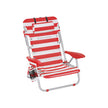 Folding Camping Chair – Aluminium – Red and White – Portable with Pillow and Reclinable Feature