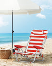 Folding Camping Chair – Aluminium – Red and White – Portable with Pillow and Reclinable Feature