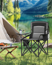 Folding Camping Chair – Foam – Ink Black – High Backrest with Cup Holder