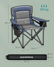 Folding Camping Chair – Foam Padding – Harbor Blue – High Backrest with Cup Holder, 205 kg Capacity