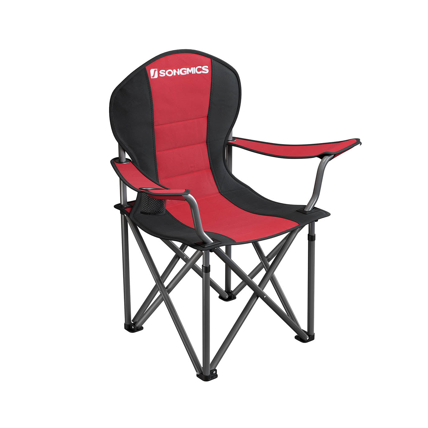 Folding Camping Chair – Fabric – Black – 250 kg Load Capacity with Cup Holder