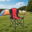 Folding Camping Chair – Heavy-Duty Metal – Grey and Black – Padded Seat with Cup Holder