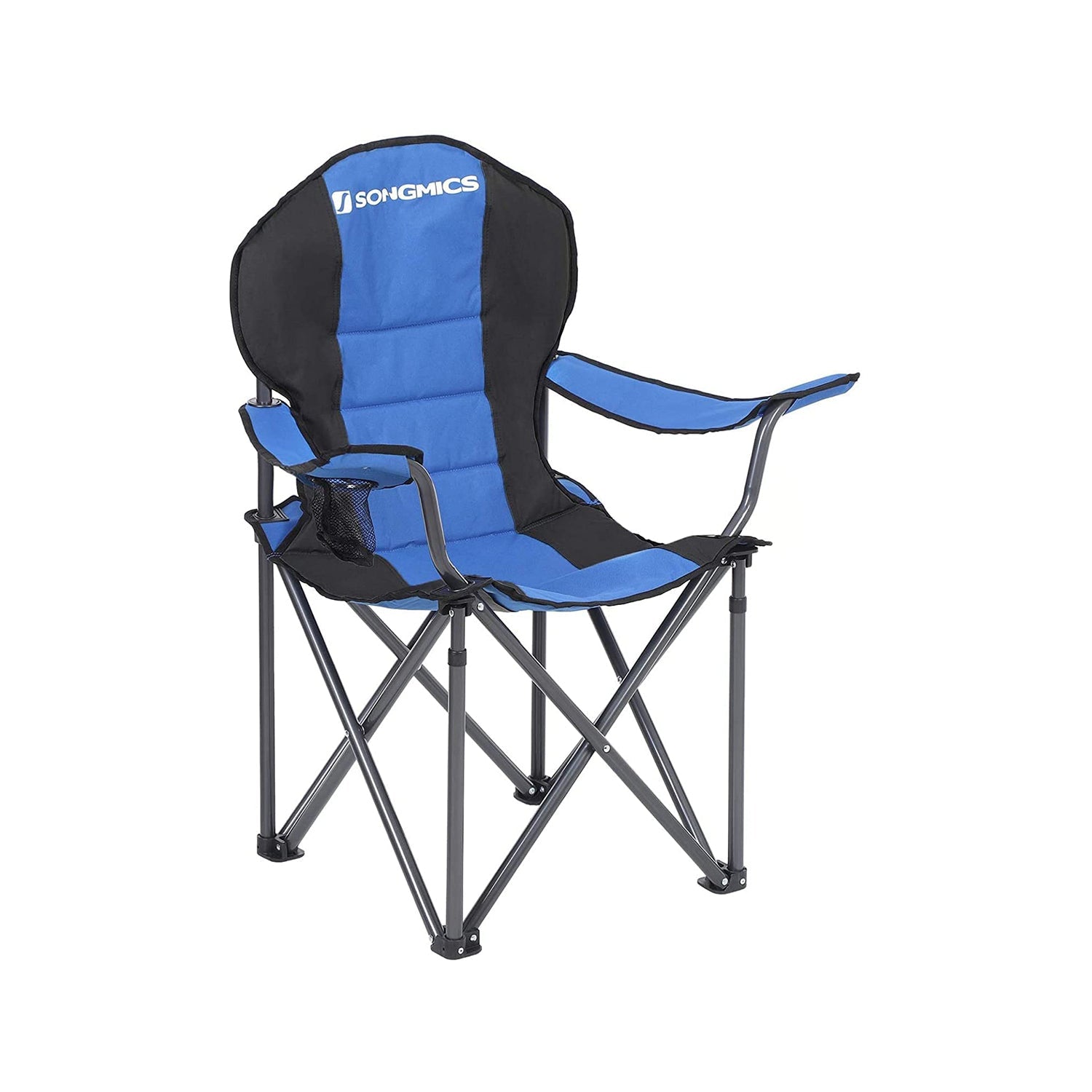 Folding Camping Chair – Fabric – Black – 250 kg Load Capacity with Cup Holder