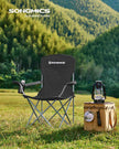 Set of 2 Folding Camping Chairs – Sturdy Frame – Black – Comfortable Design with Bottle Holder