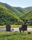 Set of 2 Folding Camping Chairs – Sturdy Frame – Black – Comfortable Design with Bottle Holder