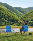 Set of 2 Folding Camping Chairs – Sturdy Frame – Black – Comfortable Design with Bottle Holder