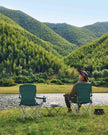 Set of 2 Foldable Camping Chairs – Sturdy Metal Frame – Black – Comfortable with Bottle Holder