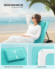 Folding Beach Sunlounger – Fabric – Lake Blue – Lightweight Portable with Handle, 158 x 55 cm