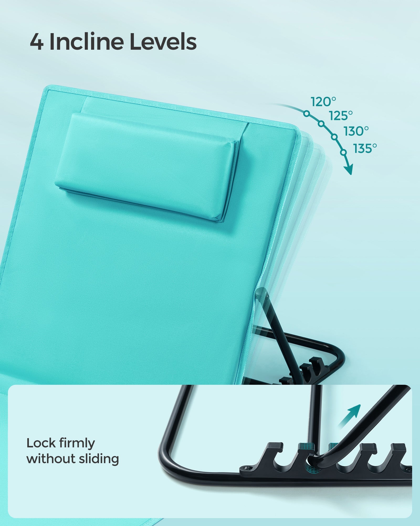 Folding Beach Sunlounger – Fabric – Lake Blue – Lightweight Portable with Handle, 158 x 55 cm