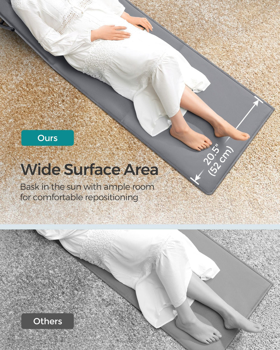 Folding Beach Sunlounger – Lightweight Fabric – Slate Grey – Portable with Reclining Backrest and Handle