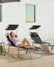 Folding Sun Lounger – Fabric – Taupe – Adjustable Backrest with Sunshade