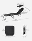 Folding Sun Lounger – Fabric – Taupe – Adjustable Backrest with Sunshade