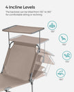 Foldable Sun Lounger – Fabric – Taupe – Adjustable Backrest with Headrest
