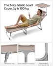 Foldable Sun Lounger – Fabric – Taupe – Adjustable Backrest with Headrest