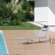 Folding Sun Lounger – Fabric – Dark Gray – Adjustable Backrest with Sunshade