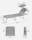 Lightweight Sun Lounger – Fabric – Dark Grey – Adjustable Backrest with Headrest and Sunshade, Foldable
