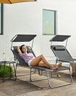 Sun Lounger – Fabric – Smoky Grey – Adjustable with Pillow and Sunshade