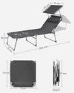 Sun Lounger – Fabric – Smoky Grey – Adjustable with Pillow and Sunshade