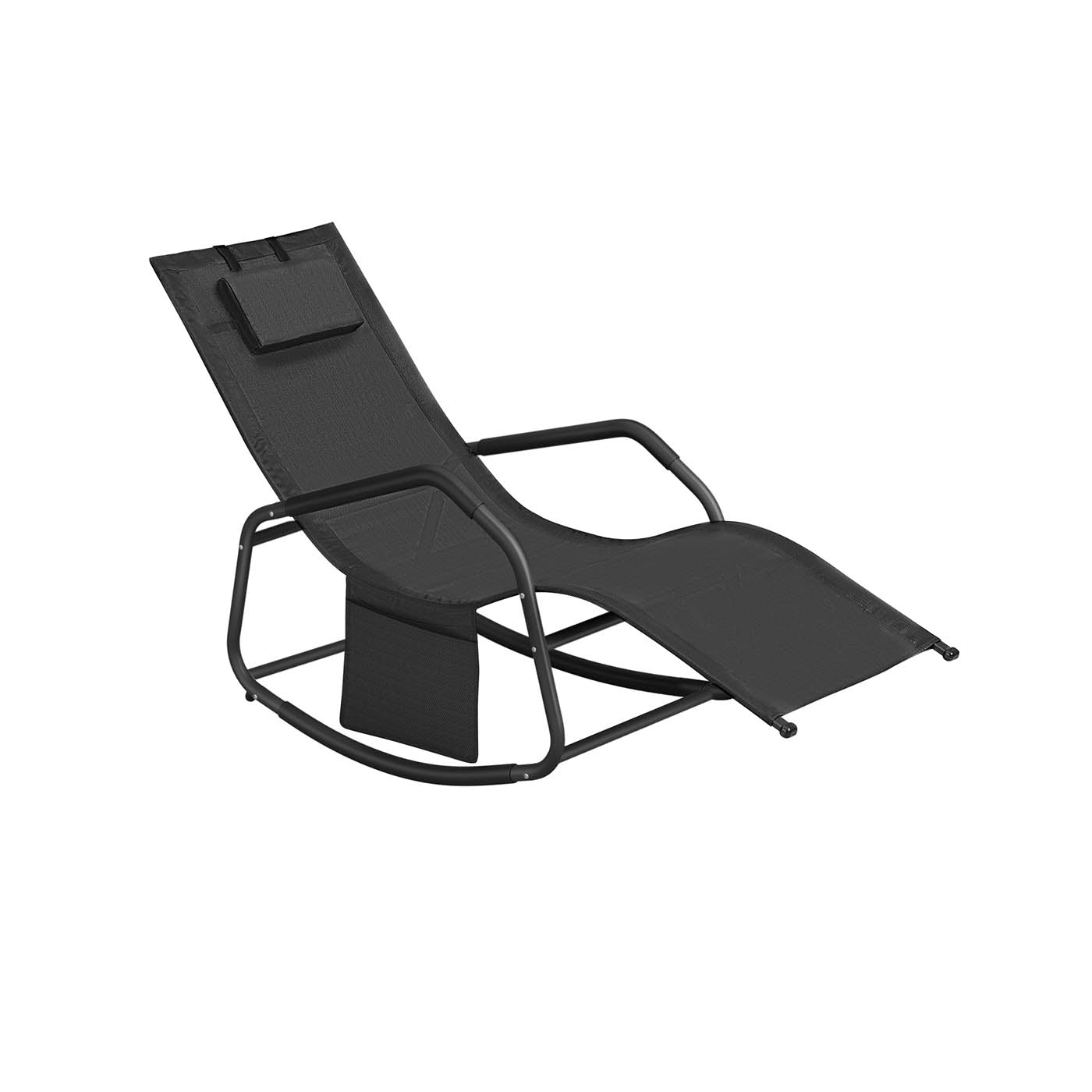 Outdoor Lounger Recliner – Steel Frame – Ink Black – Adjustable Headrest with Anti-Tipping Stops