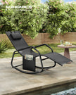 Outdoor Lounger Recliner – Steel Frame – Ink Black – Adjustable Headrest with Anti-Tipping Stops