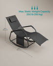 Outdoor Lounger Recliner – Steel Frame – Ink Black – Adjustable Headrest with Anti-Tipping Stops