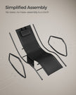 Outdoor Lounger Recliner – Steel Frame – Ink Black – Adjustable Headrest with Anti-Tipping Stops