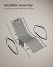 Outdoor Lounger Recliner – Steel Frame – Dove Grey – Adjustable Headrest with Anti-Tipping Stops