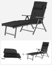 Folding Sun Lounger – Aluminium – Adjustable – 6 cm Thick Mattress with Removable Pillow
