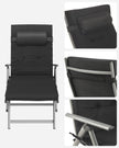 Folding Sun Lounger – Aluminium – Adjustable – 6 cm Thick Mattress with Removable Pillow