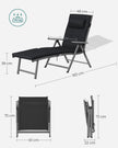 Folding Sun Lounger – Aluminium – Adjustable – 6 cm Thick Mattress with Removable Pillow