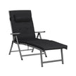 Sun Lounger – Aluminium – Black – Removable Headrest, Foldable, Reclinable, 6 cm Mattress