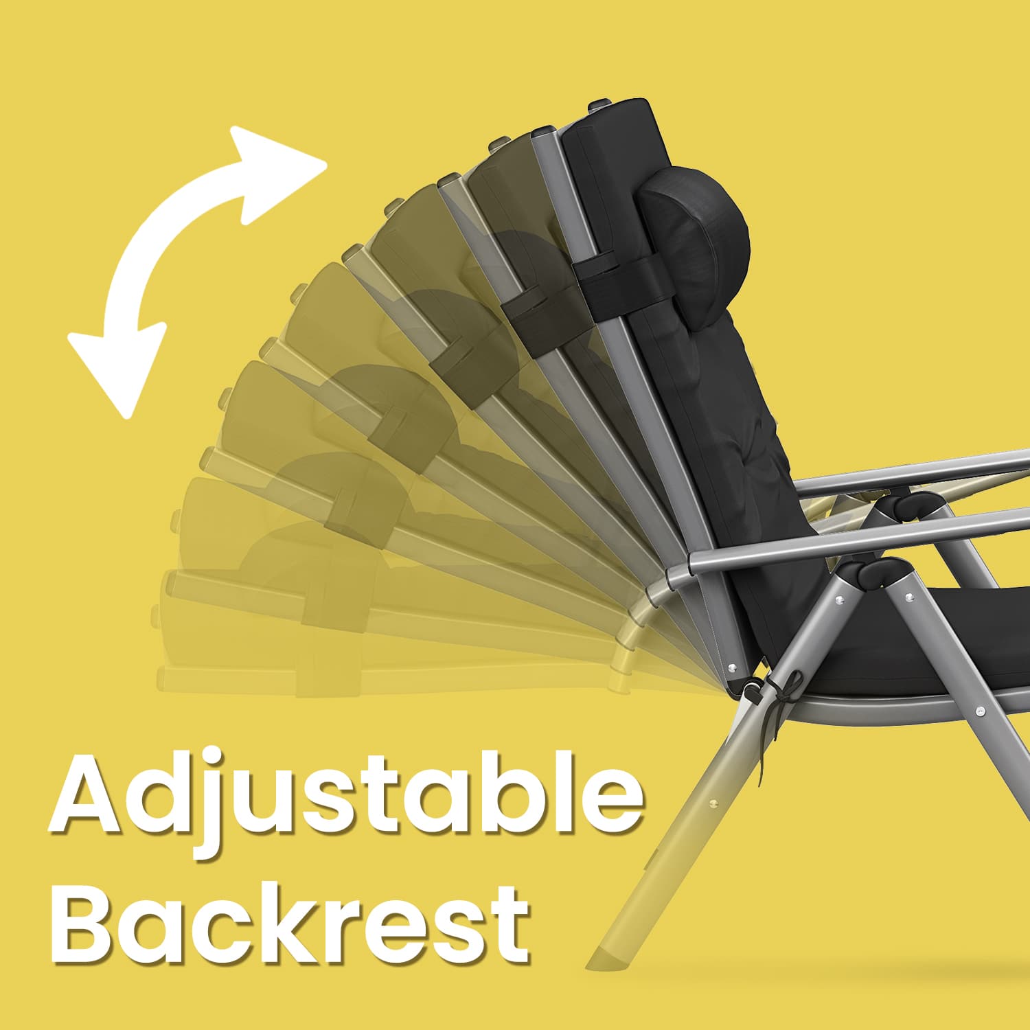 Folding Sun Lounger – Aluminium – Black – Adjustable with 6 cm Thick Mattress