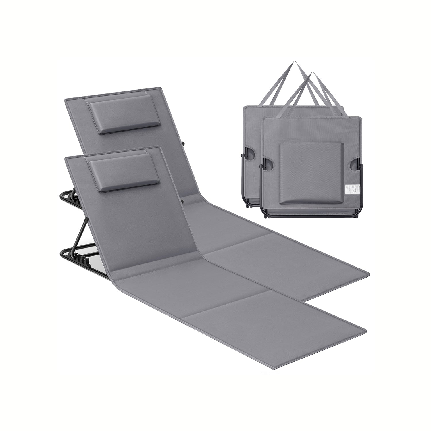 Folding Beach Sunlounger – Fabric – Blue – Lightweight and Portable with Reclining Backrest