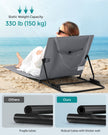 Folding Beach Sunlounger – Fabric – Blue – Lightweight and Portable with Reclining Backrest