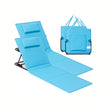 Set of 2 Portable Folding Beach Sunloungers – Fabric – Sky Blue – Lightweight with Reclining Backrest and Handle