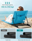 Set of 2 Portable Folding Beach Sunloungers – Fabric – Sky Blue – Lightweight with Reclining Backrest and Handle