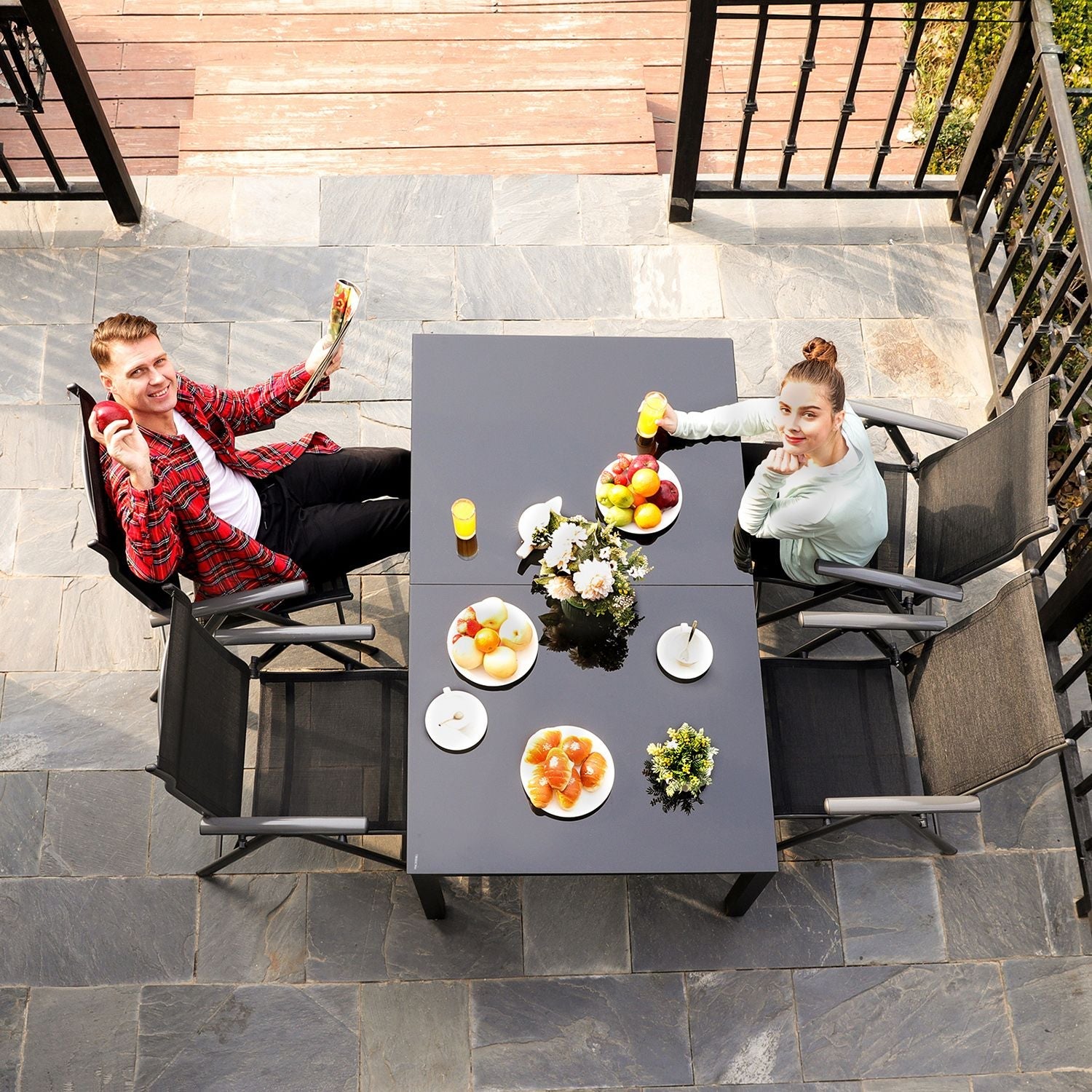 Folding Garden Chairs – Aluminium – Multi-Color – 8-Angle Reclining Backrest, Capacity 150 kg per Chair