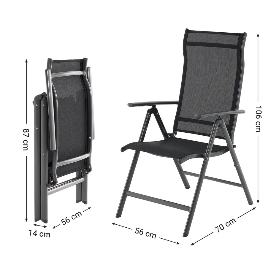 Folding Garden Chairs – Aluminium – Multi-Color – 8-Angle Reclining Backrest, Capacity 150 kg per Chair