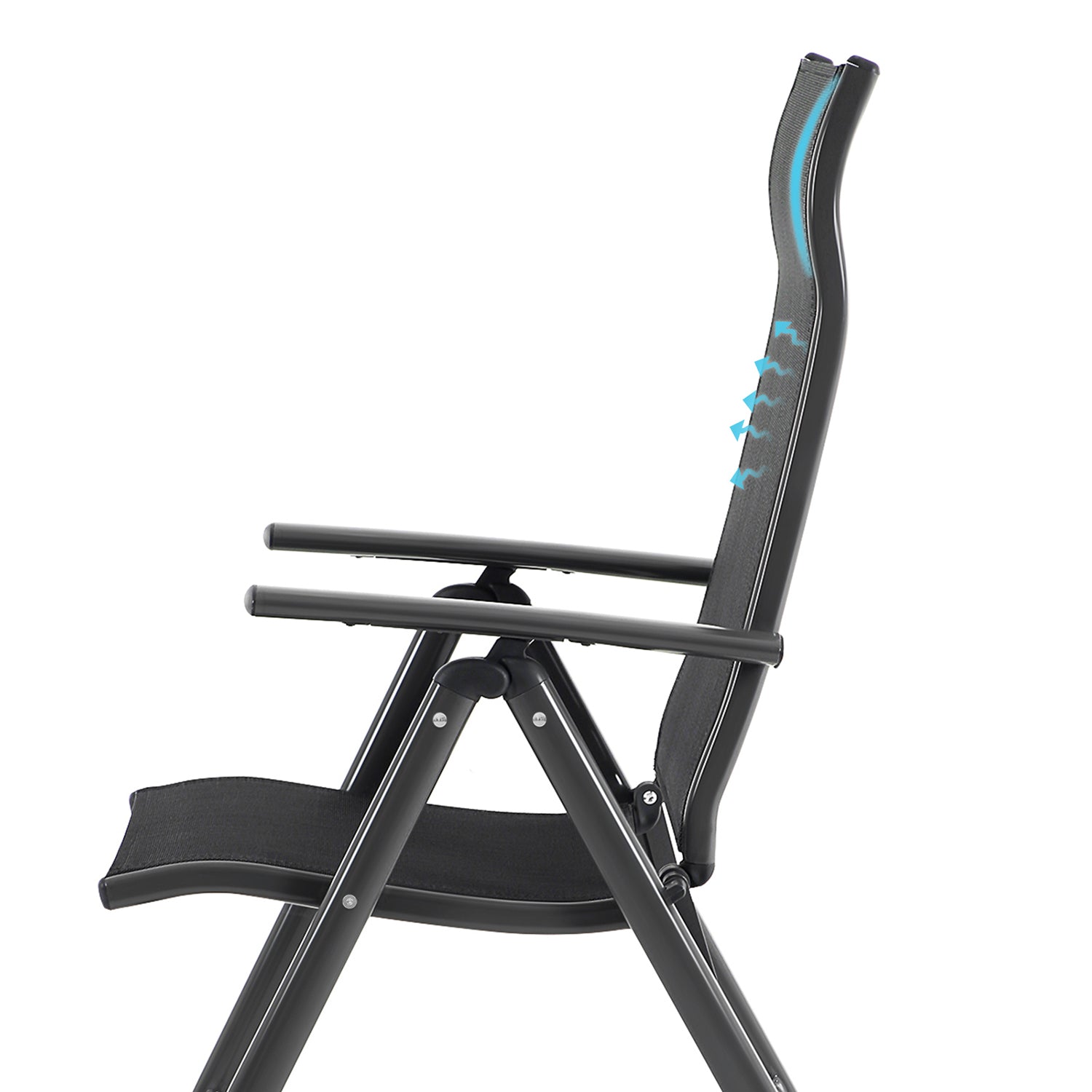 Folding Garden Chairs – Aluminium – Multi-Color – 8-Angle Reclining Backrest, Capacity 150 kg per Chair