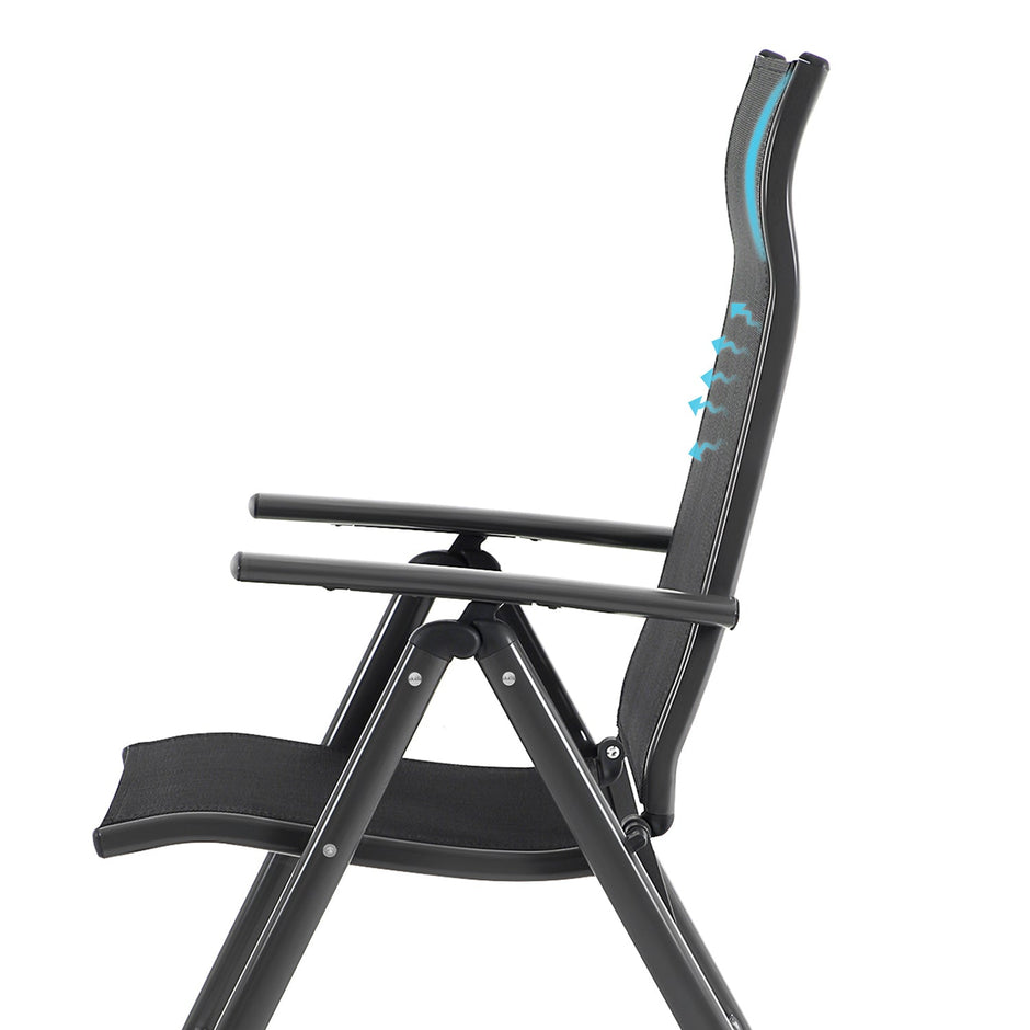 Folding Garden Chairs – Aluminium – Multi-Color – 8-Angle Reclining Backrest, Capacity 150 kg per Chair