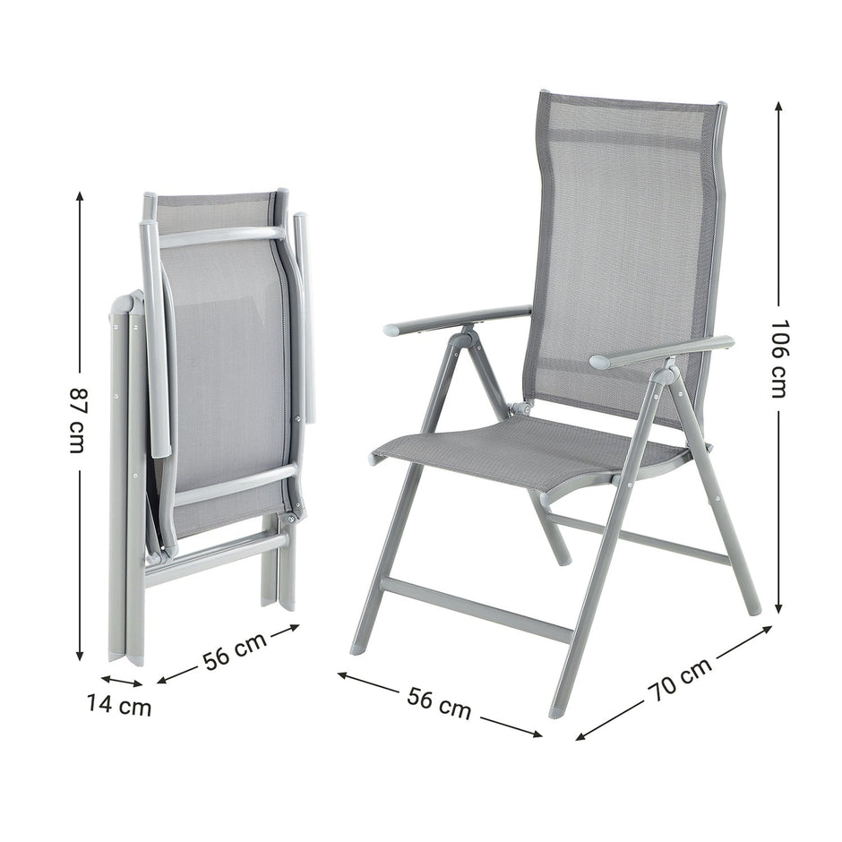Folding Garden Chairs – Aluminium – Multi-Color – 8-Angle Reclining Backrest, Capacity 150 kg per Chair