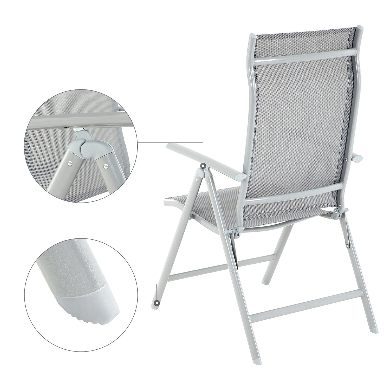 Folding Garden Chairs – Aluminium – Multi-Color – 8-Angle Reclining Backrest, Capacity 150 kg per Chair