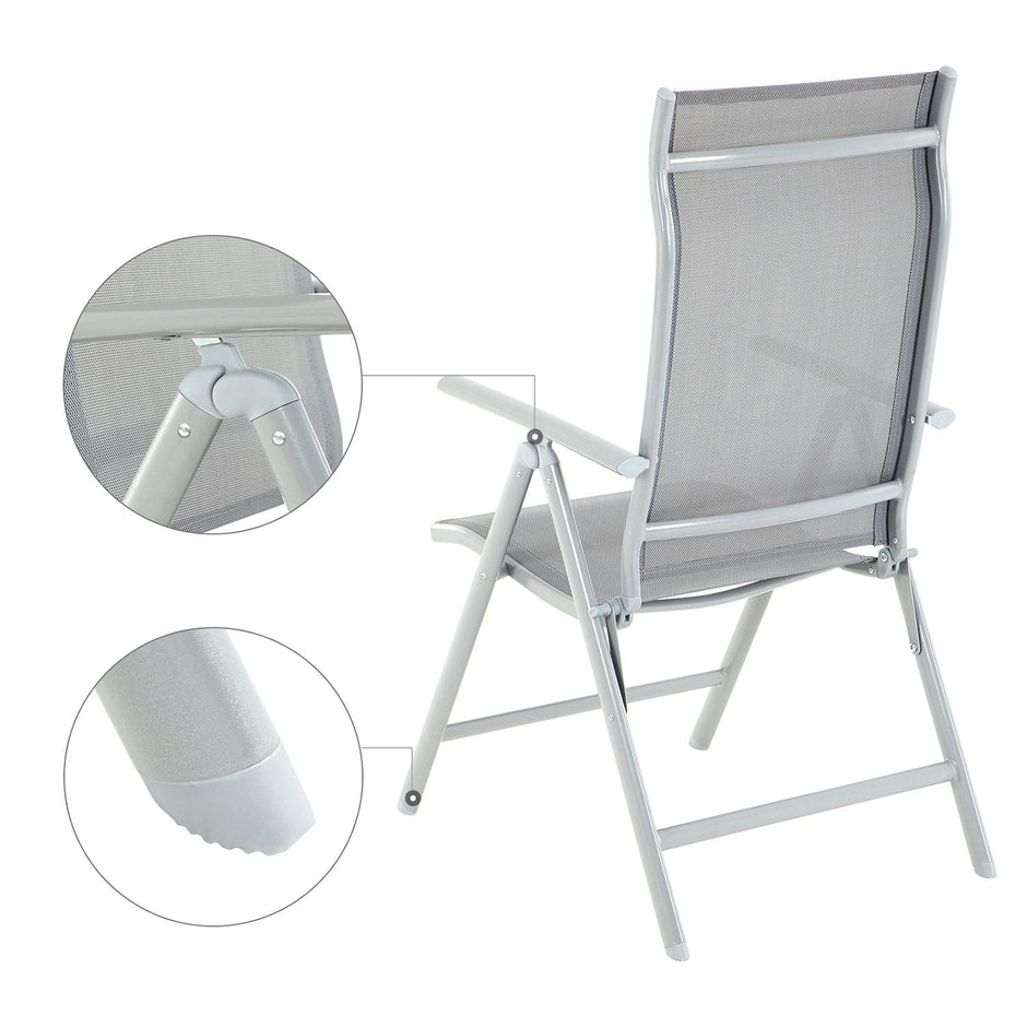 Folding Garden Chairs – Aluminium – Multi-Color – 8-Angle Reclining Backrest, Capacity 150 kg per Chair