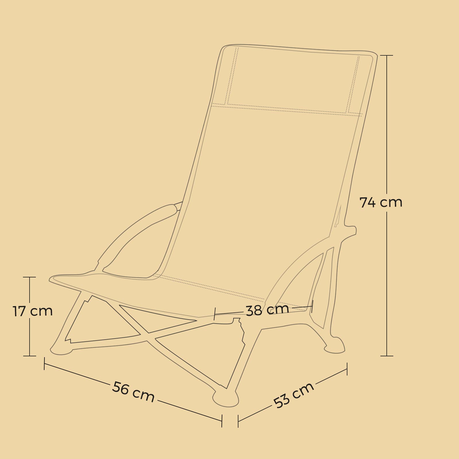 Portable Beach Chair – Fabric – Blue – Foldable High Backrest Heavy Duty Design