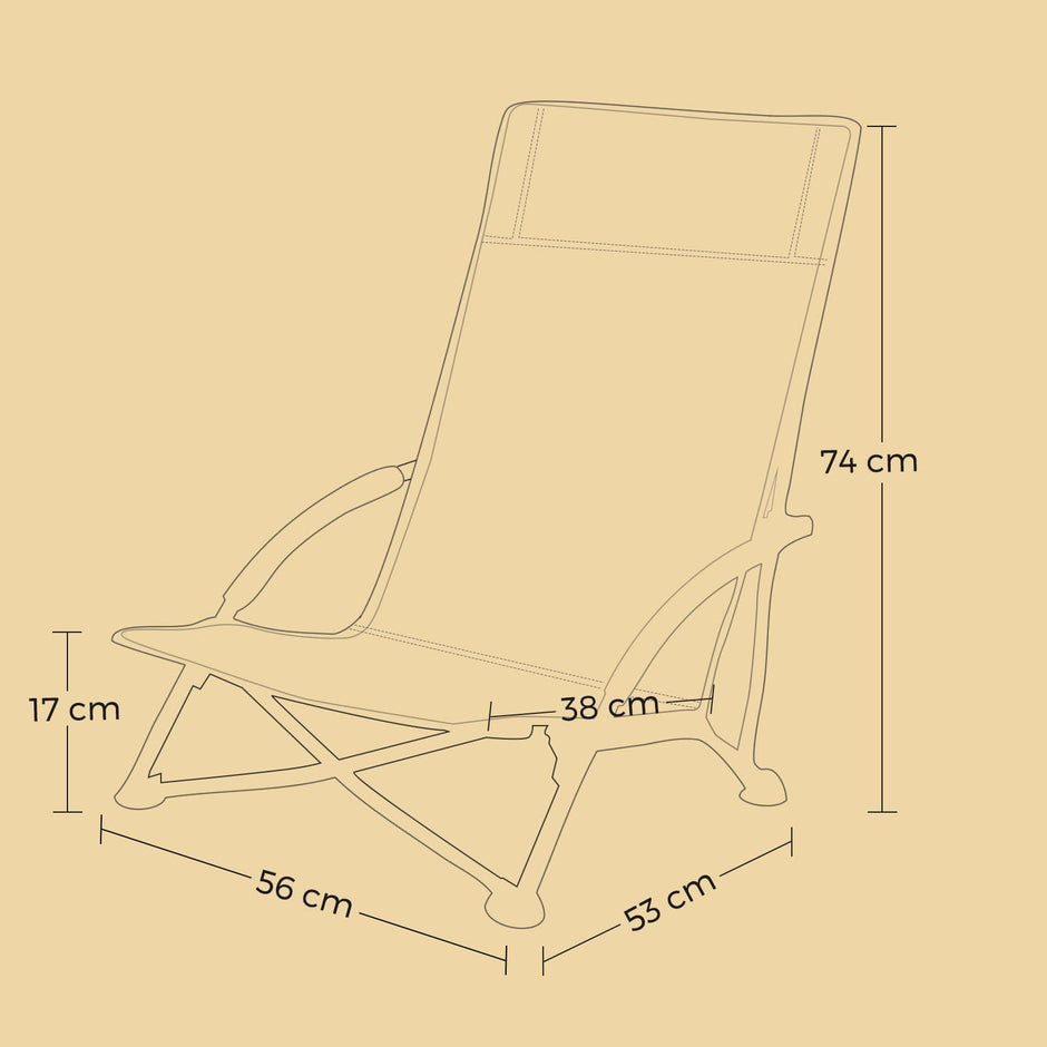 Portable Beach Chair – Fabric – Blue – Foldable High Backrest Heavy Duty Design