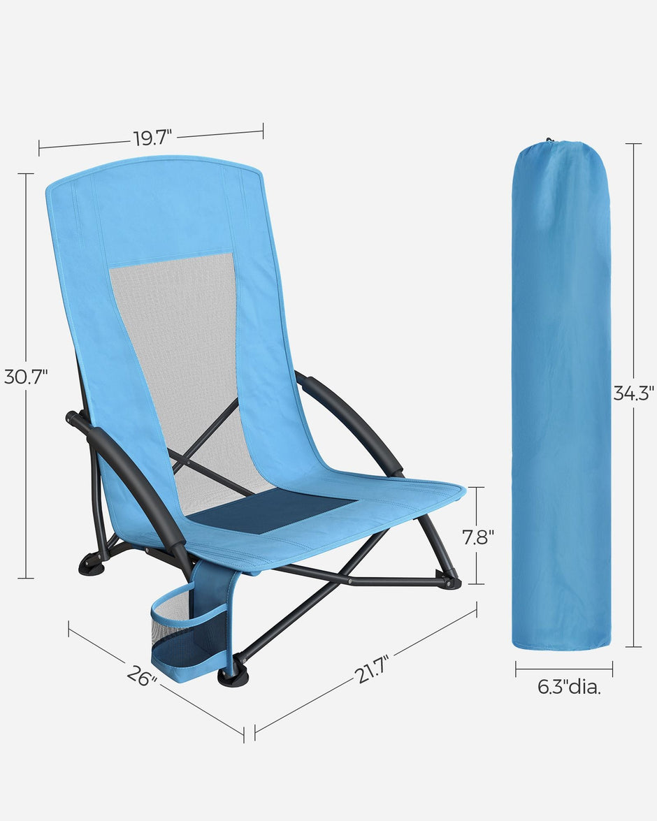 Foldable Beach Chair – 600D Oxford Fabric – Green – Robust Design, 140 kg Load Capacity